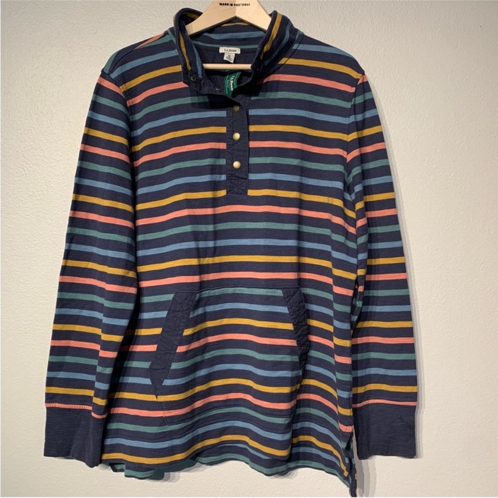 L.L. BEAN | Women's Rocky Coast Sweatshirt, Snap Henley Stripe